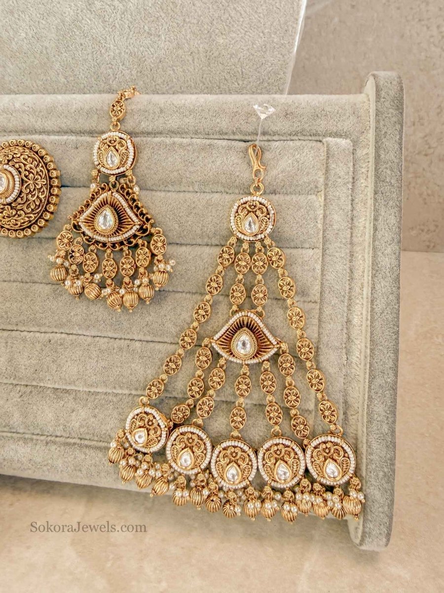 Heritage Full Kundan Bridal Set - SOKORA JEWELSHeritage Full Kundan Bridal Set