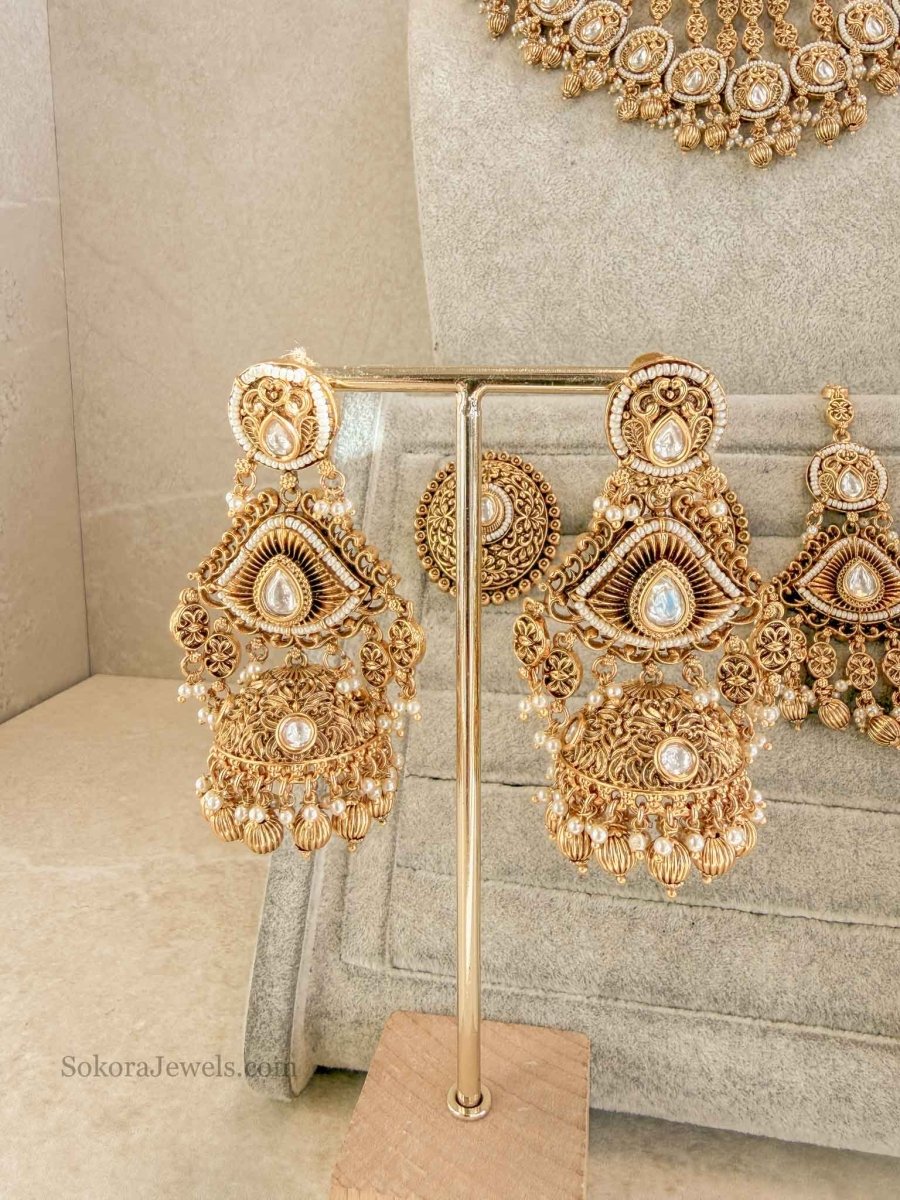 Heritage Full Kundan Bridal Set - SOKORA JEWELSHeritage Full Kundan Bridal Set