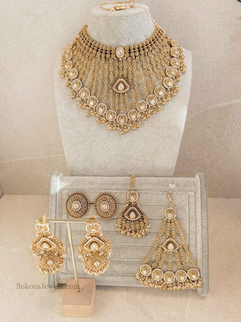 Heritage Full Kundan Bridal Set - SOKORA JEWELSHeritage Full Kundan Bridal Set