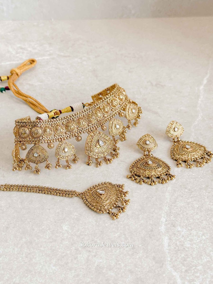 Heritage Gold High Choker Set - SOKORA JEWELSHeritage Gold High Choker SetNECKLACE SETS