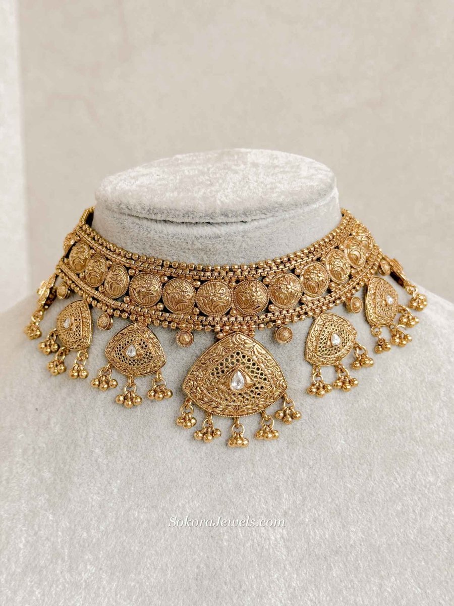 Heritage Gold High Choker Set - SOKORA JEWELSHeritage Gold High Choker SetNECKLACE SETS