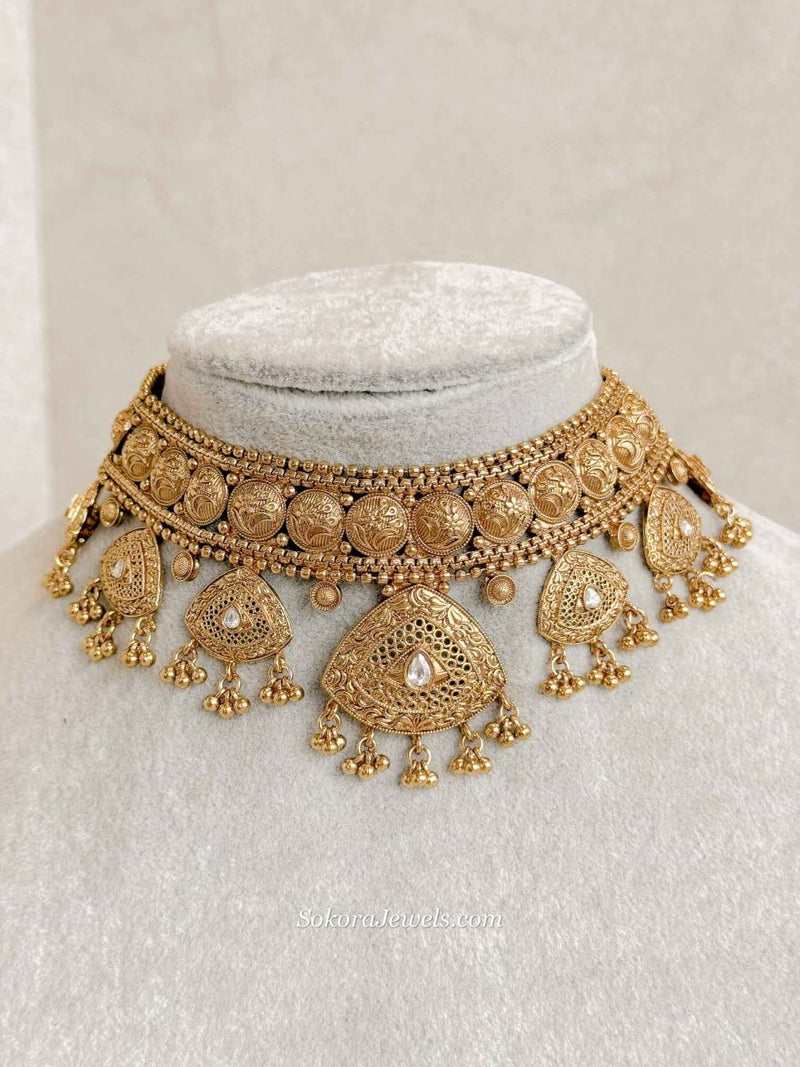 Heritage Gold High Choker Set – SOKORA JEWELS