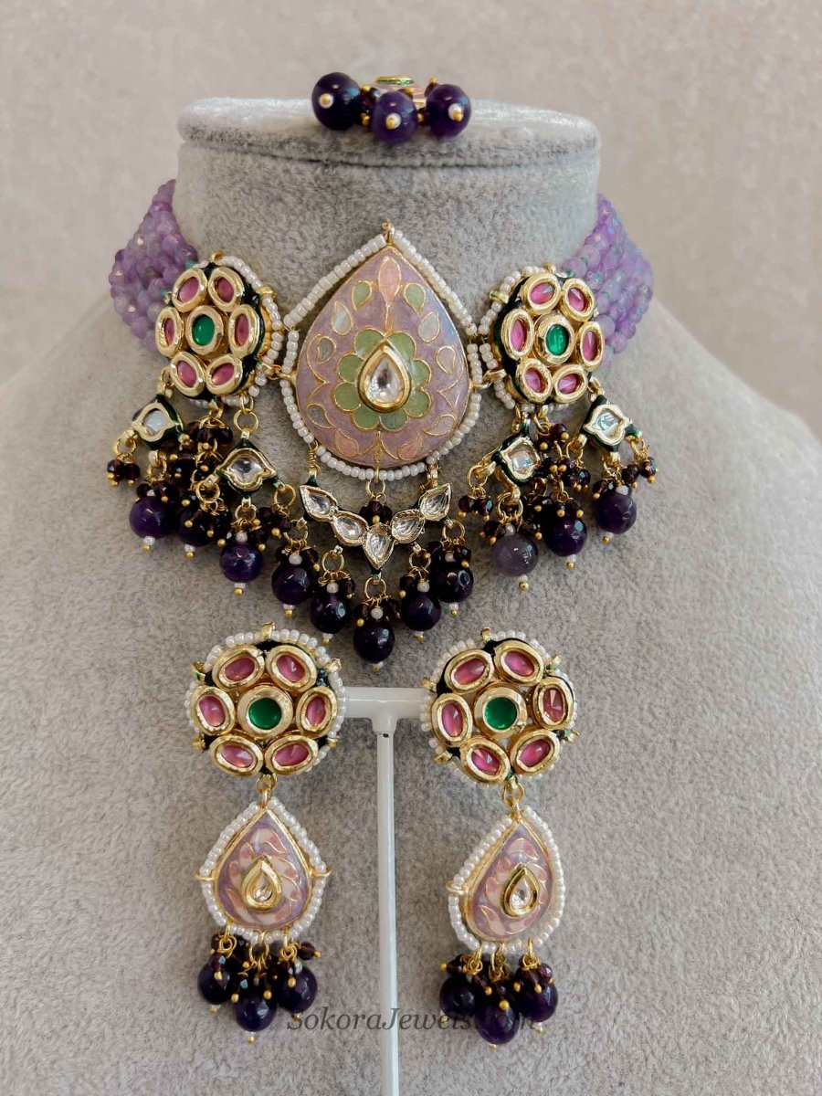 Heritage Meenakari Kundan Choker Set - SOKORA JEWELSHeritage Meenakari Kundan Choker Set