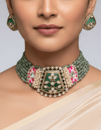 Heritage Meenakari Kundan Choker Set - SOKORA JEWELSHeritage Meenakari Kundan Choker Set