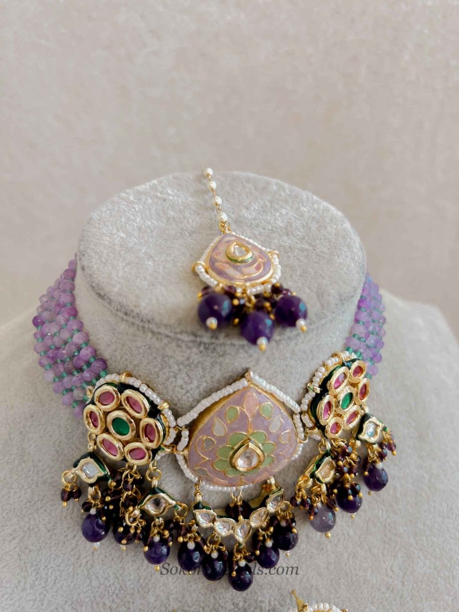 Heritage Meenakari Kundan Choker Set - SOKORA JEWELSHeritage Meenakari Kundan Choker Set
