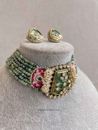 Heritage Meenakari Kundan Choker Set - SOKORA JEWELSHeritage Meenakari Kundan Choker Set