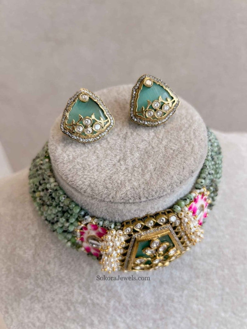 Heritage Meenakari Kundan Choker Set - SOKORA JEWELSHeritage Meenakari Kundan Choker Set