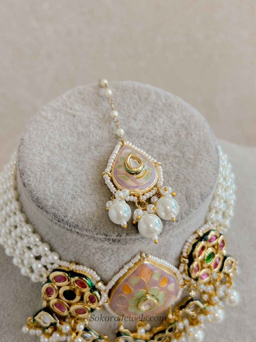 Heritage Meenakari Kundan Choker Set - SOKORA JEWELSHeritage Meenakari Kundan Choker Set