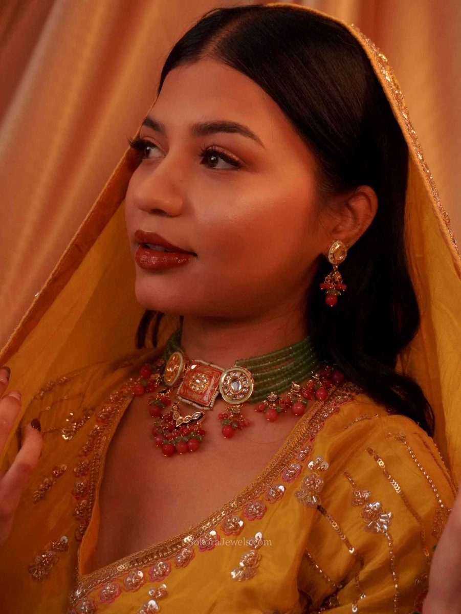 Heritage Meenakari Kundan Choker Sets - 3 Colours - SOKORA JEWELSHeritage Meenakari Kundan Choker Sets - 3 Colours