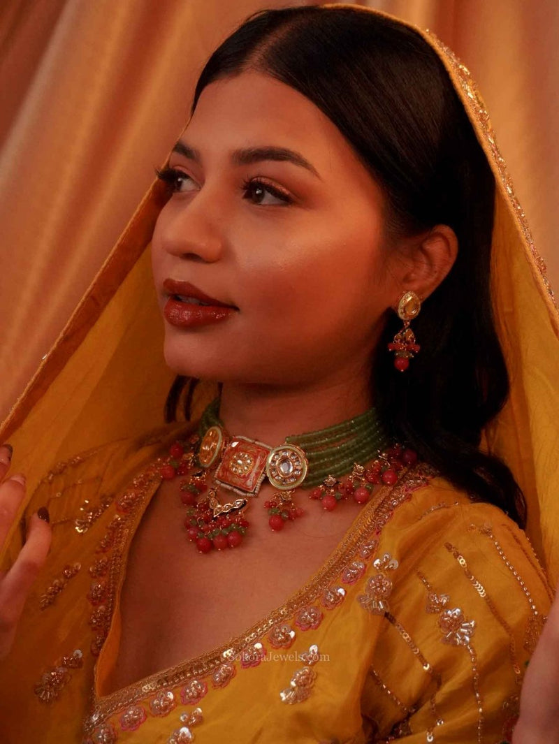 Heritage Meenakari Kundan Choker Sets - 3 Colours - SOKORA JEWELSHeritage Meenakari Kundan Choker Sets - 3 Colours