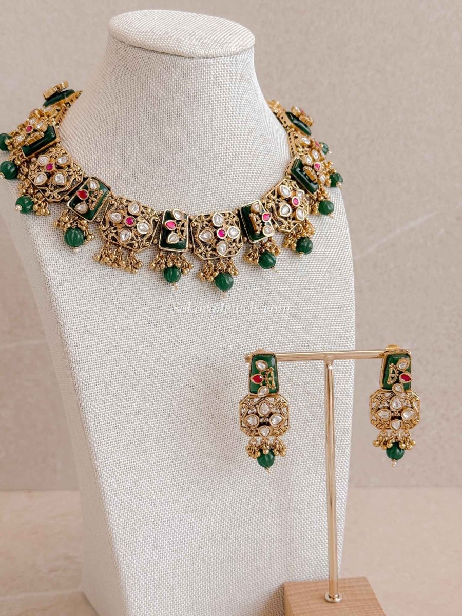 Heritage Necklace Set – Ruby, Emerald & Kundan - SOKORA JEWELSHeritage Necklace Set – Ruby, Emerald & Kundan