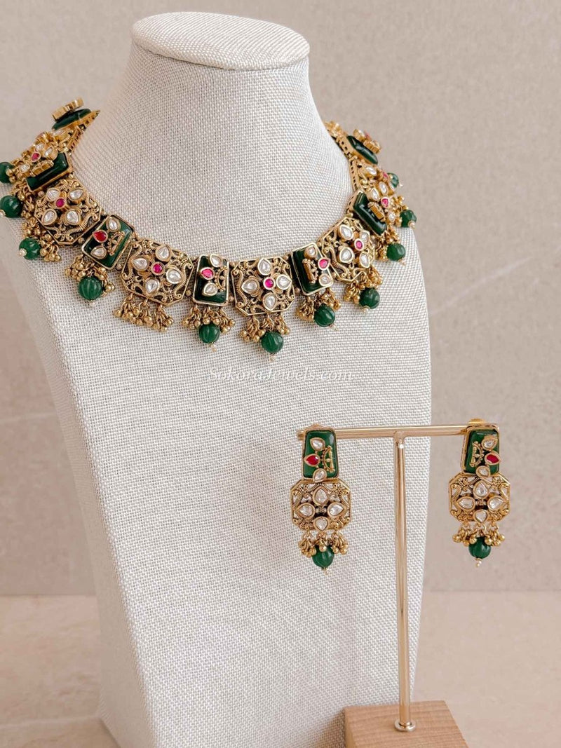 Heritage Necklace Set – Ruby, Emerald & Kundan - SOKORA JEWELSHeritage Necklace Set – Ruby, Emerald & Kundan