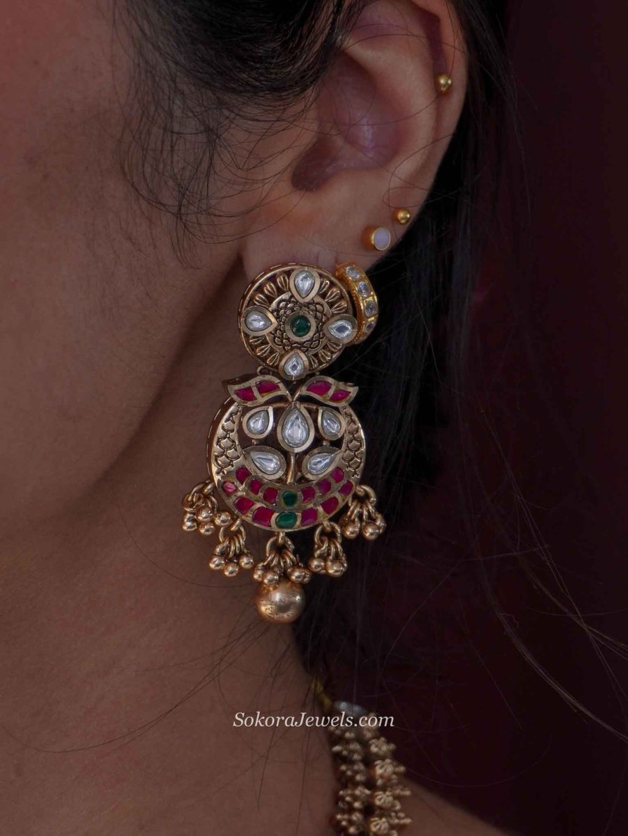 Heritage Pendant Necklace Set – Ruby, Emerald & Kundan - SOKORA JEWELSHeritage Pendant Necklace Set – Ruby, Emerald & Kundan