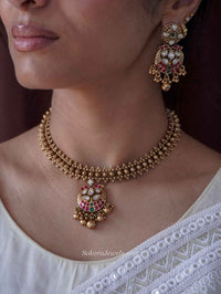 Heritage Pendant Necklace Set – Ruby, Emerald & Kundan - SOKORA JEWELSHeritage Pendant Necklace Set – Ruby, Emerald & Kundan