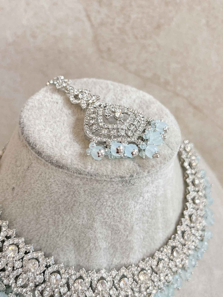 Ice Blue & Silver Necklace set - SOKORA JEWELSIce Blue & Silver Necklace set