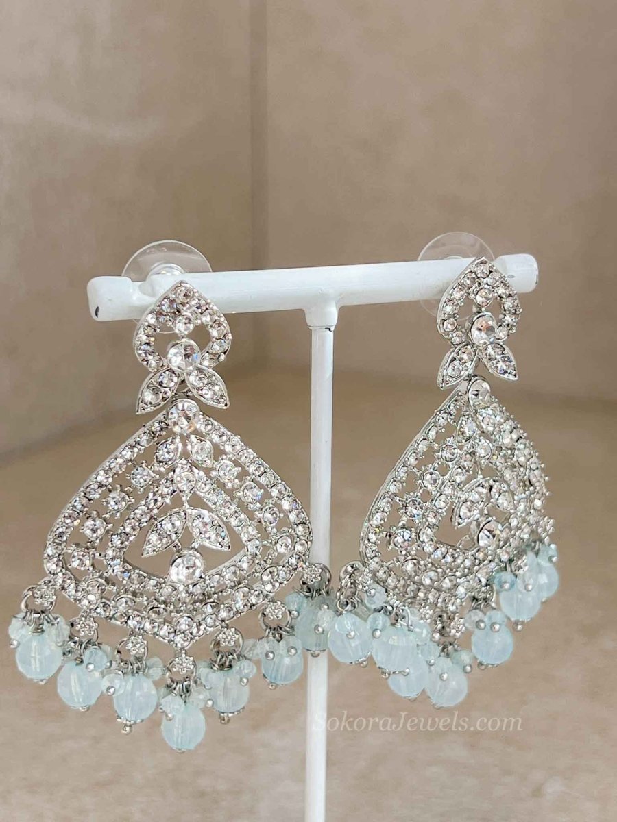 Ice Blue & Silver Necklace set - SOKORA JEWELSIce Blue & Silver Necklace set