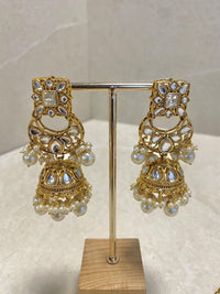 SLIGHTLY IMPERFECT:  Bright Gold Jhumka Earring & Tikka Set