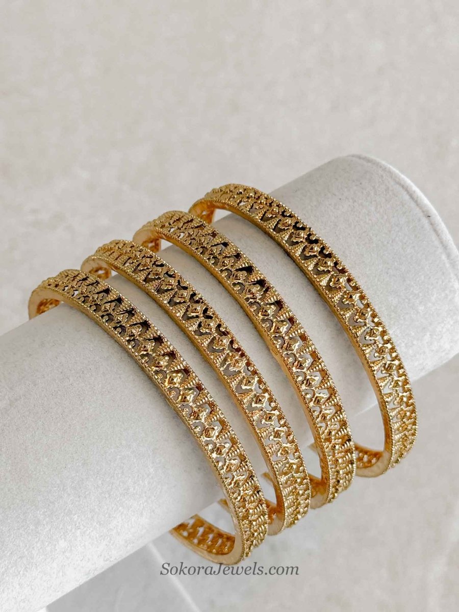 Intricate Gold Kada Bangles - SOKORA JEWELSIntricate Gold Kada BanglesBANGLES