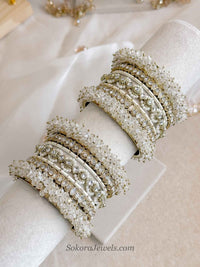 Iqra Antique Gold Crystal Bridal Bangle Set - SOKORA JEWELSIqra Antique Gold Crystal Bridal Bangle SetBANGLES