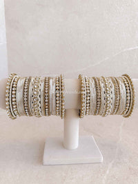 Ivory & Clear Crystal Bridal Bangle set - SOKORA JEWELSIvory & Clear Crystal Bridal Bangle setBANGLES