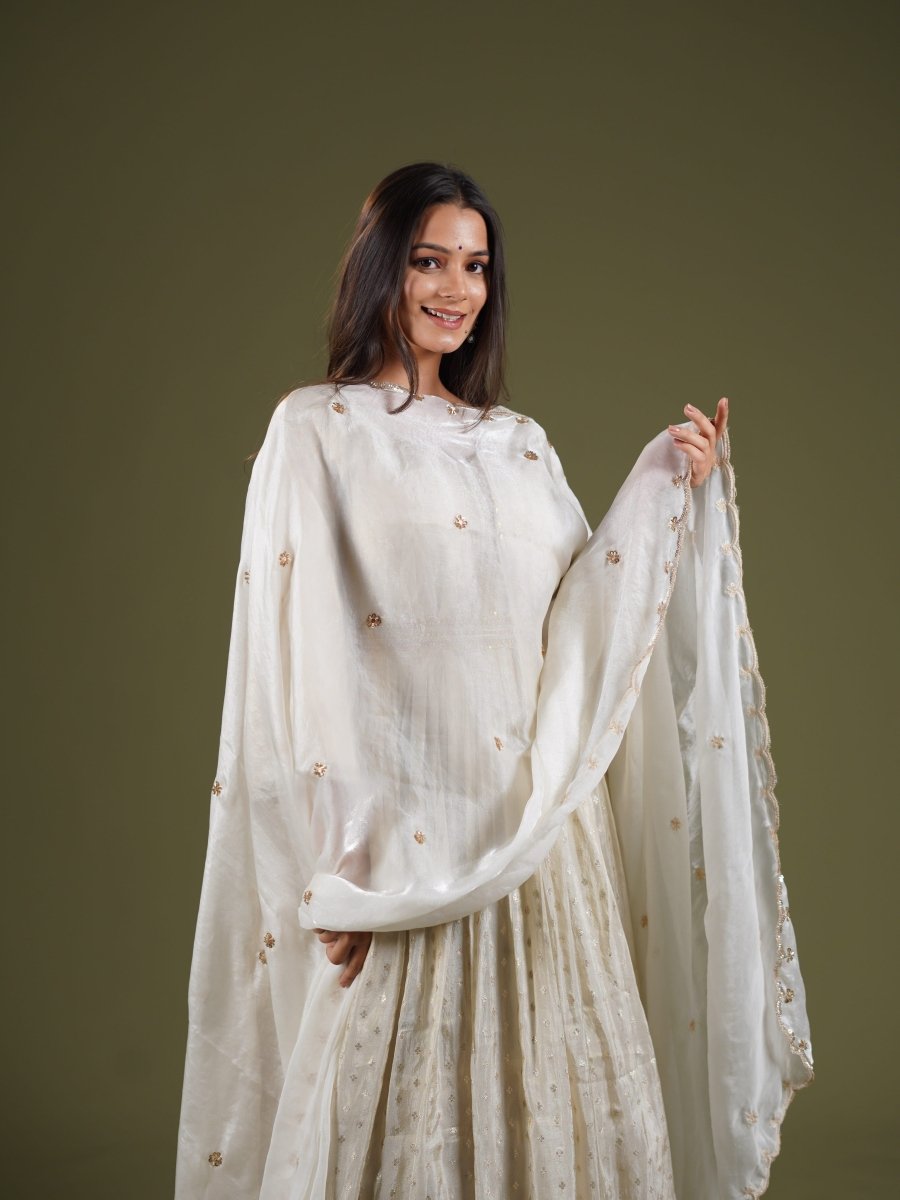 Ivory Embellished Occasion Dupatta - SOKORA JEWELSIvory Embellished Occasion Dupatta