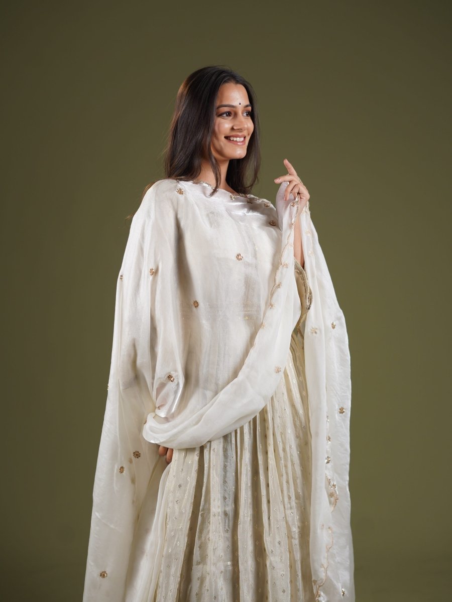 Ivory Embellished Occasion Dupatta - SOKORA JEWELSIvory Embellished Occasion Dupatta