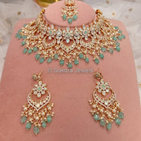 Jade Gold Plated Kundan Set - Mint Green - SOKORA JEWELSJade Gold Plated Kundan Set - Mint GreenNECKLACE SETS