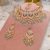 Jade Gold Plated Kundan Set - Mint Green - SOKORA JEWELSJade Gold Plated Kundan Set - Mint GreenNECKLACE SETS