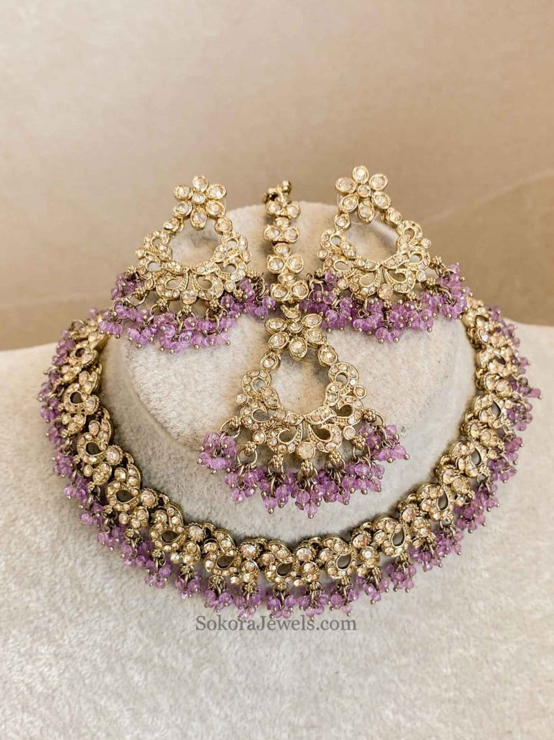 Jasmeet Golden Necklace Sets - SOKORA JEWELSJasmeet Golden Necklace Sets