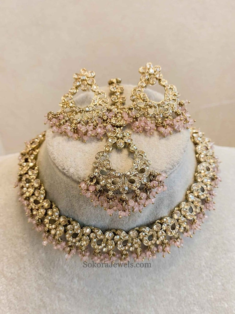 Jasmeet Golden Necklace Sets - SOKORA JEWELSJasmeet Golden Necklace Sets