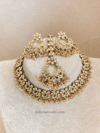 Jasmeet Golden Necklace Sets - SOKORA JEWELSJasmeet Golden Necklace Sets