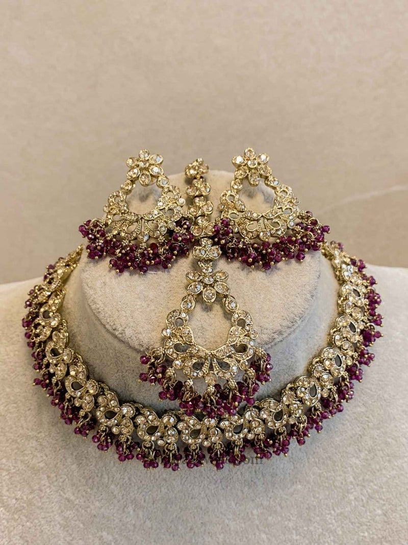 Jasmeet Golden Necklace Sets - SOKORA JEWELSJasmeet Golden Necklace Sets