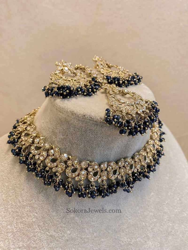 Jasmeet Golden Necklace Sets - SOKORA JEWELSJasmeet Golden Necklace Sets