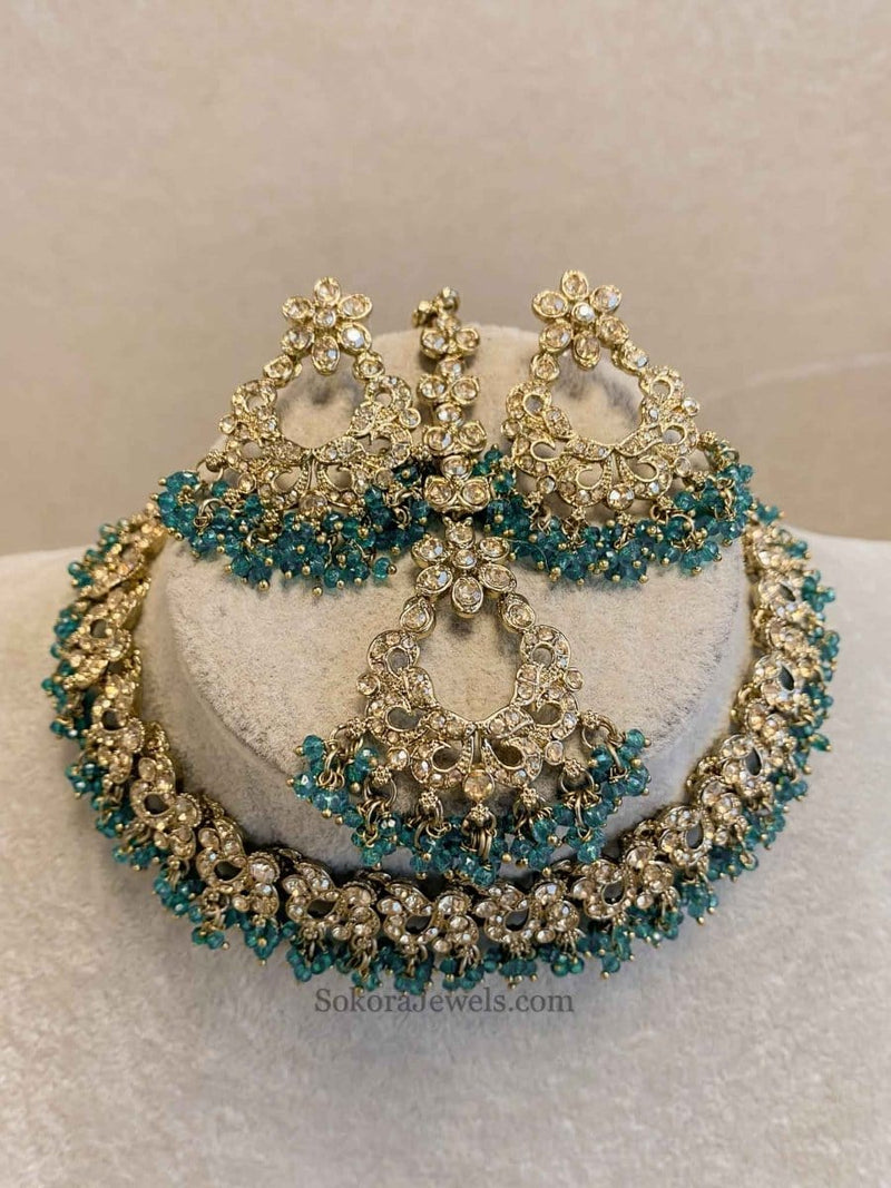 Jasmeet Golden Necklace Sets - SOKORA JEWELSJasmeet Golden Necklace Sets