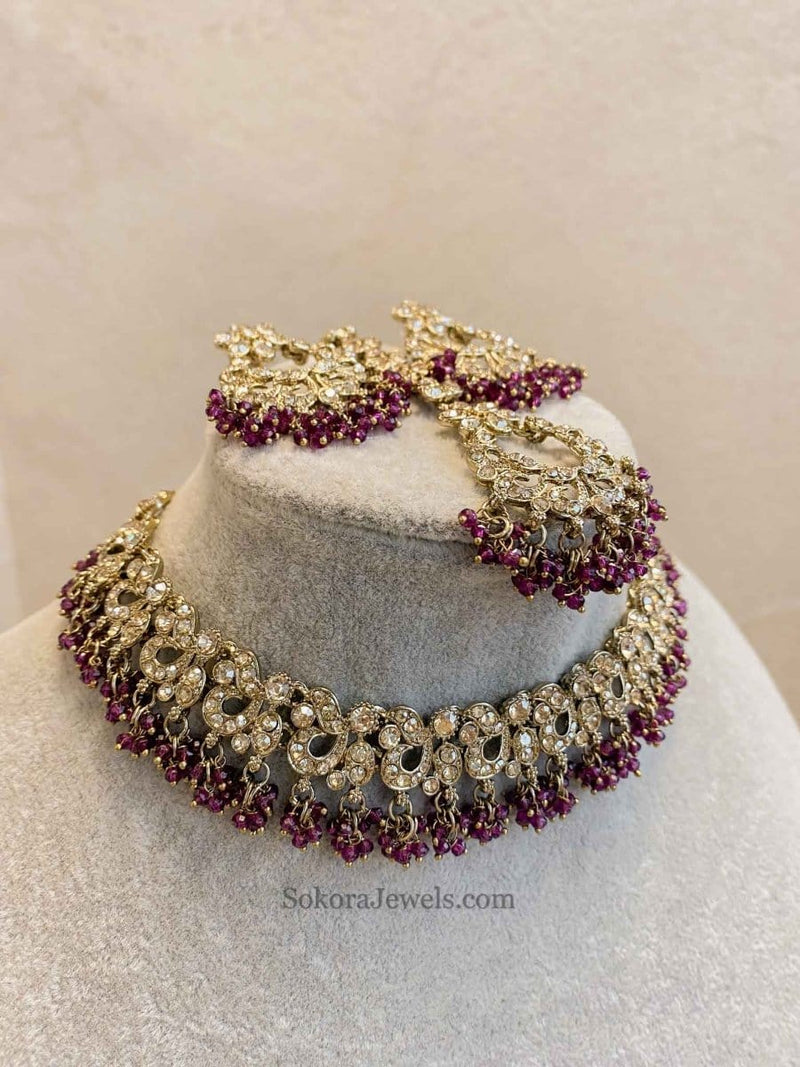 Jasmeet Golden Necklace Sets - SOKORA JEWELSJasmeet Golden Necklace Sets