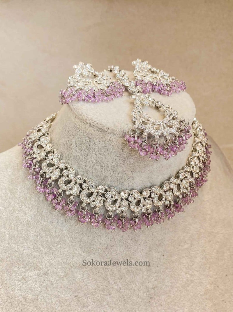 Jasmeet Silver Necklace Sets - SOKORA JEWELSJasmeet Silver Necklace Sets
