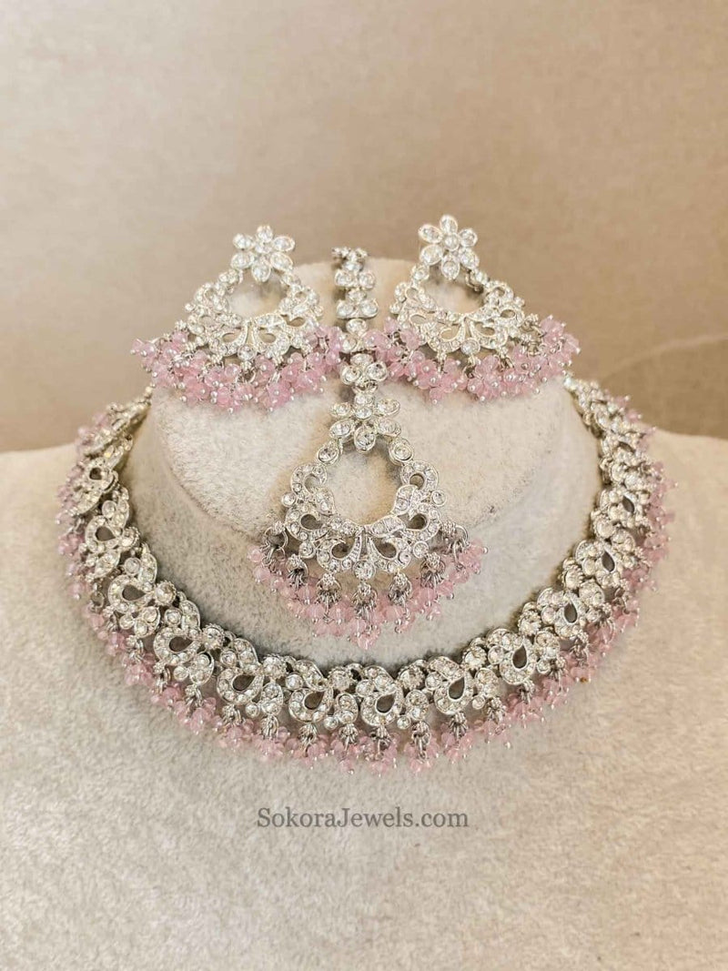 Jasmeet Silver Necklace Sets - SOKORA JEWELSJasmeet Silver Necklace Sets