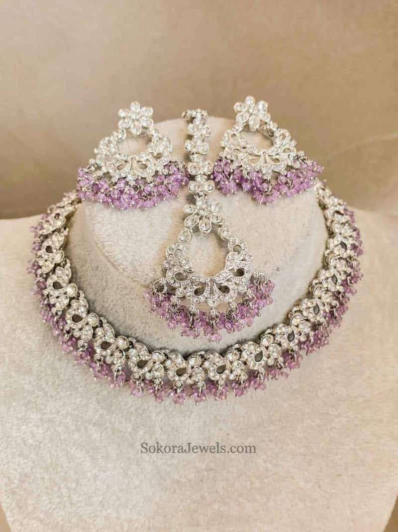 Jasmeet Silver Necklace Sets - SOKORA JEWELSJasmeet Silver Necklace Sets