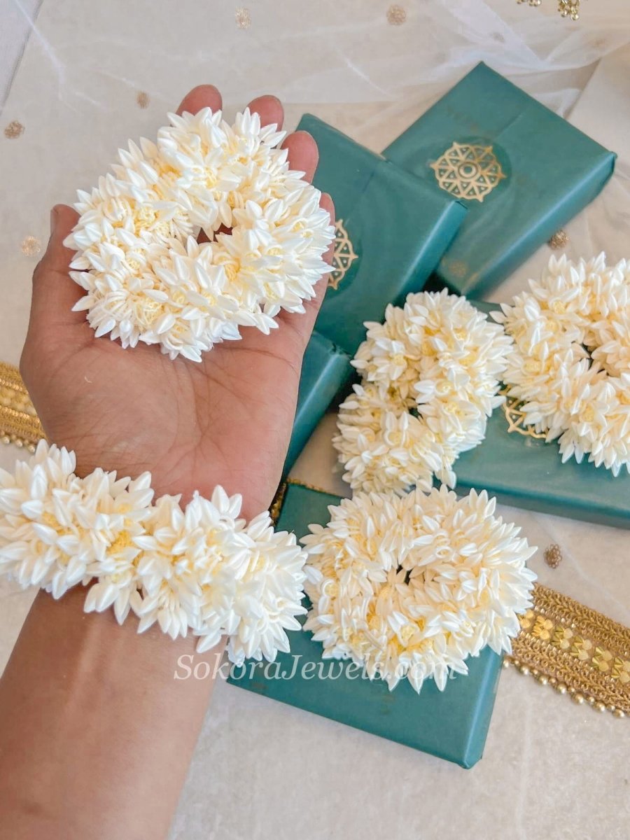 Jasmin Flowers Hair Scrunchie - SOKORA JEWELSJasmin Flowers Hair Scrunchie