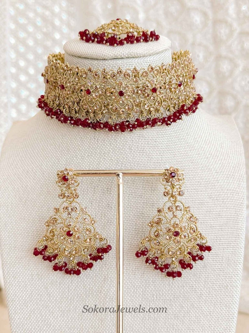 Jeevan Golden Choker set - SOKORA JEWELSJeevan Golden Choker set