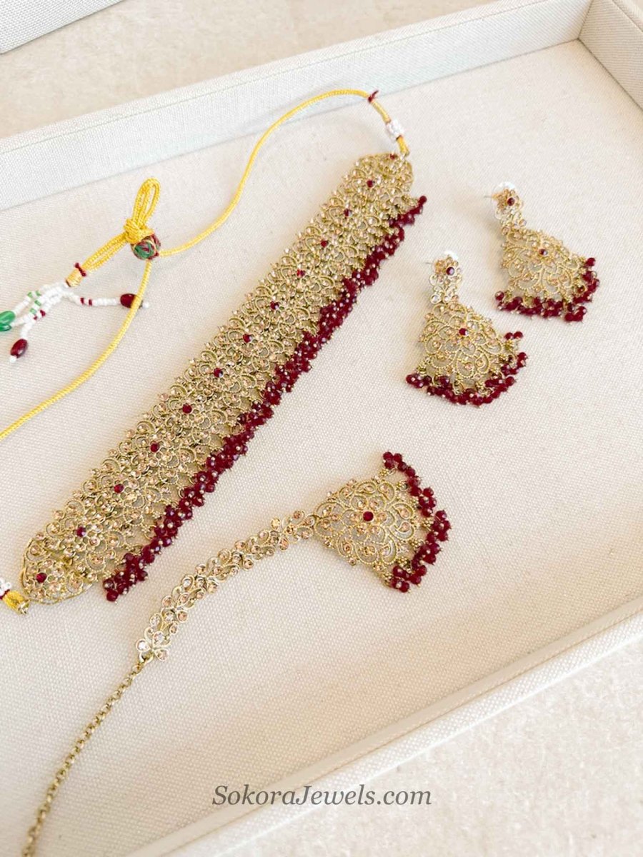 Jeevan Golden Choker set - SOKORA JEWELSJeevan Golden Choker set
