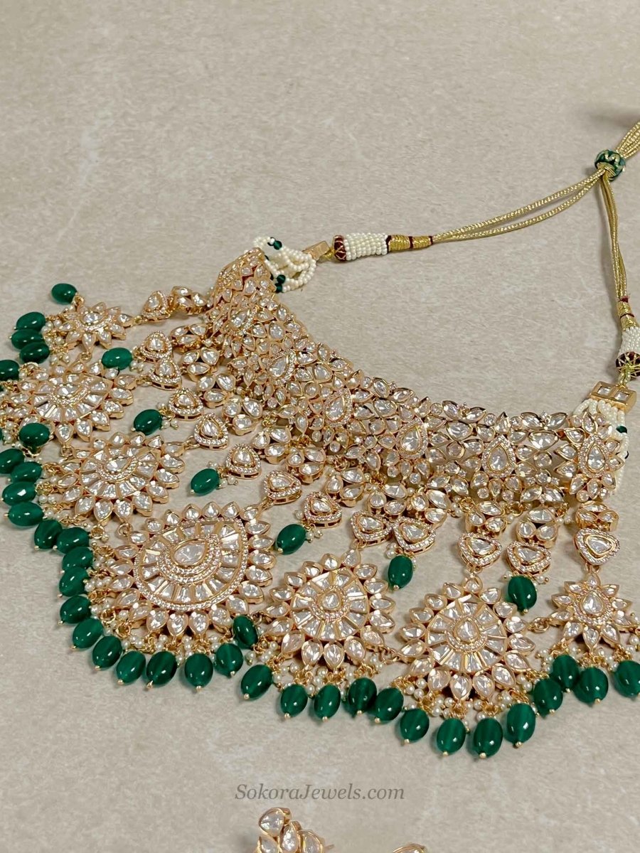 Jemima Gold Plated Kundan Set - Green - SOKORA JEWELSJemima Gold Plated Kundan Set - Green