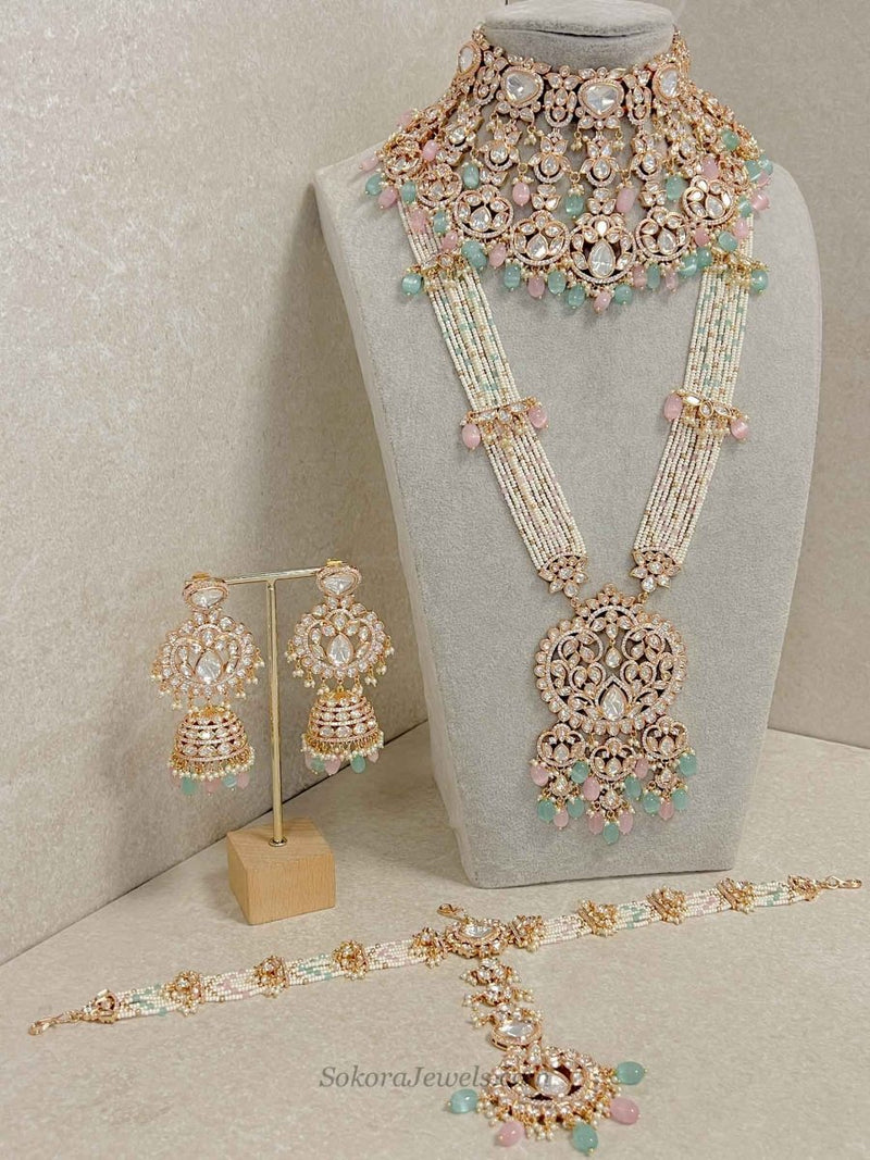 Jemima Gold Plated Kundan Set - Pastels - SOKORA JEWELSJemima Gold Plated Kundan Set - Pastels