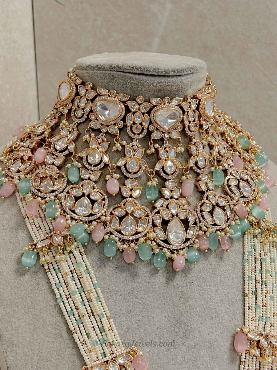 Jemima Gold Plated Kundan Set - Pastels - SOKORA JEWELSJemima Gold Plated Kundan Set - Pastels