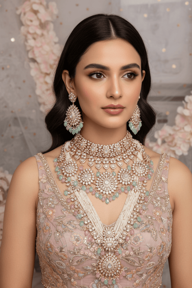 Jemima Gold Plated Kundan Set - Pastels - SOKORA JEWELSJemima Gold Plated Kundan Set - Pastels