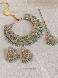 Jessica Clear Gold Necklace Set - 5 Colour Options - SOKORA JEWELSJessica Clear Gold Necklace Set - 5 Colour Options