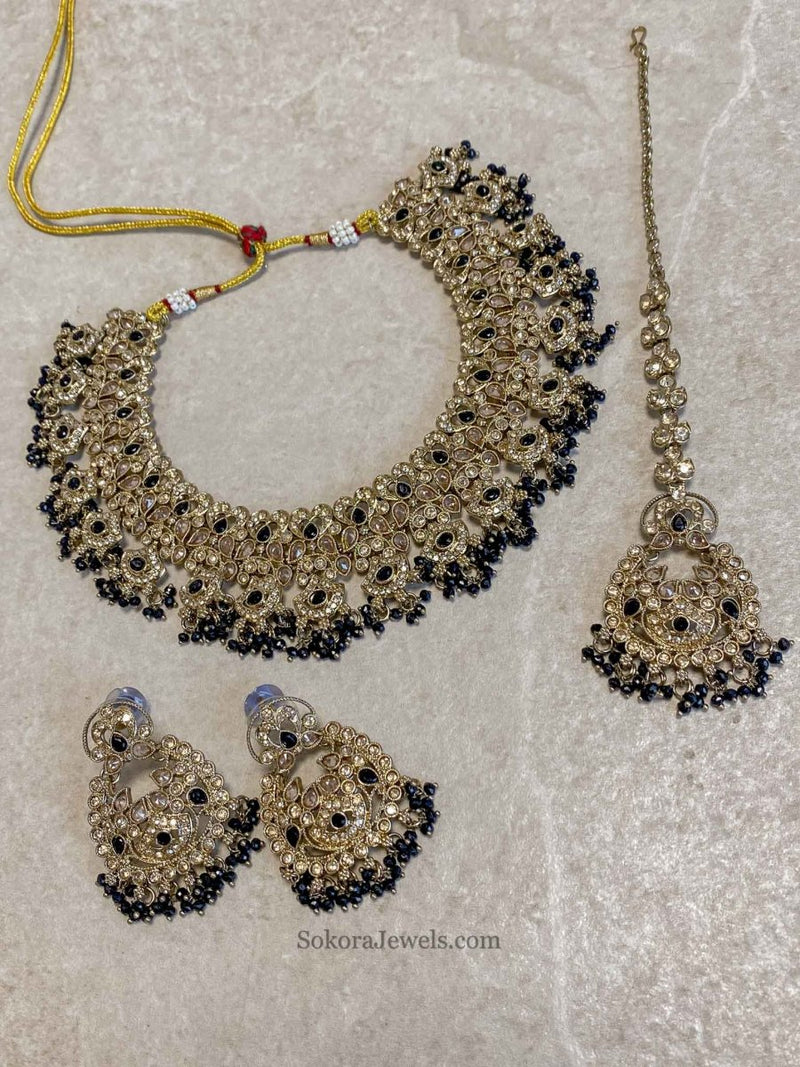 Jessica Golden Necklace Set - 5 Colour Options - SOKORA JEWELSJessica Golden Necklace Set - 5 Colour Options