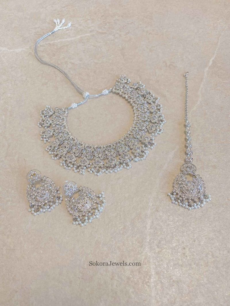 Jessica Silver Necklace Sets - 5 Colours - SOKORA JEWELSJessica Silver Necklace Sets - 5 Colours