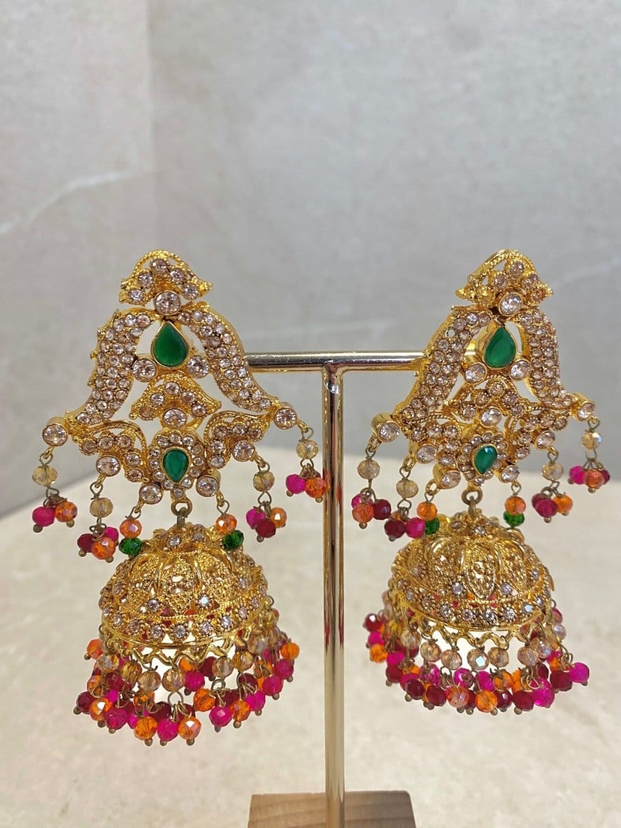 Jhumka Drop Earrings - Multicolour - SOKORA JEWELSJhumka Drop Earrings - Multicolour