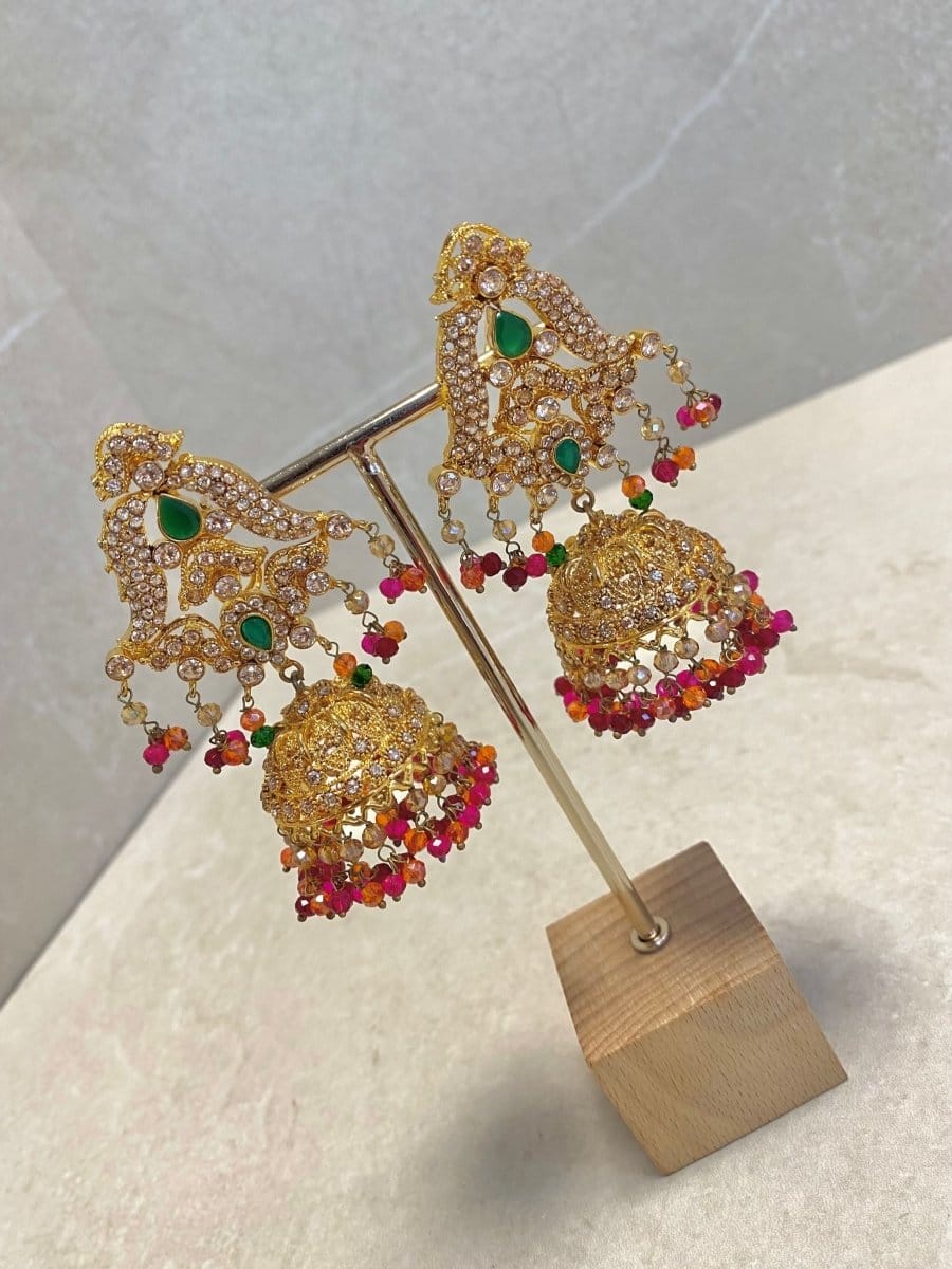 Jhumka Drop Earrings - Multicolour - SOKORA JEWELSJhumka Drop Earrings - Multicolour
